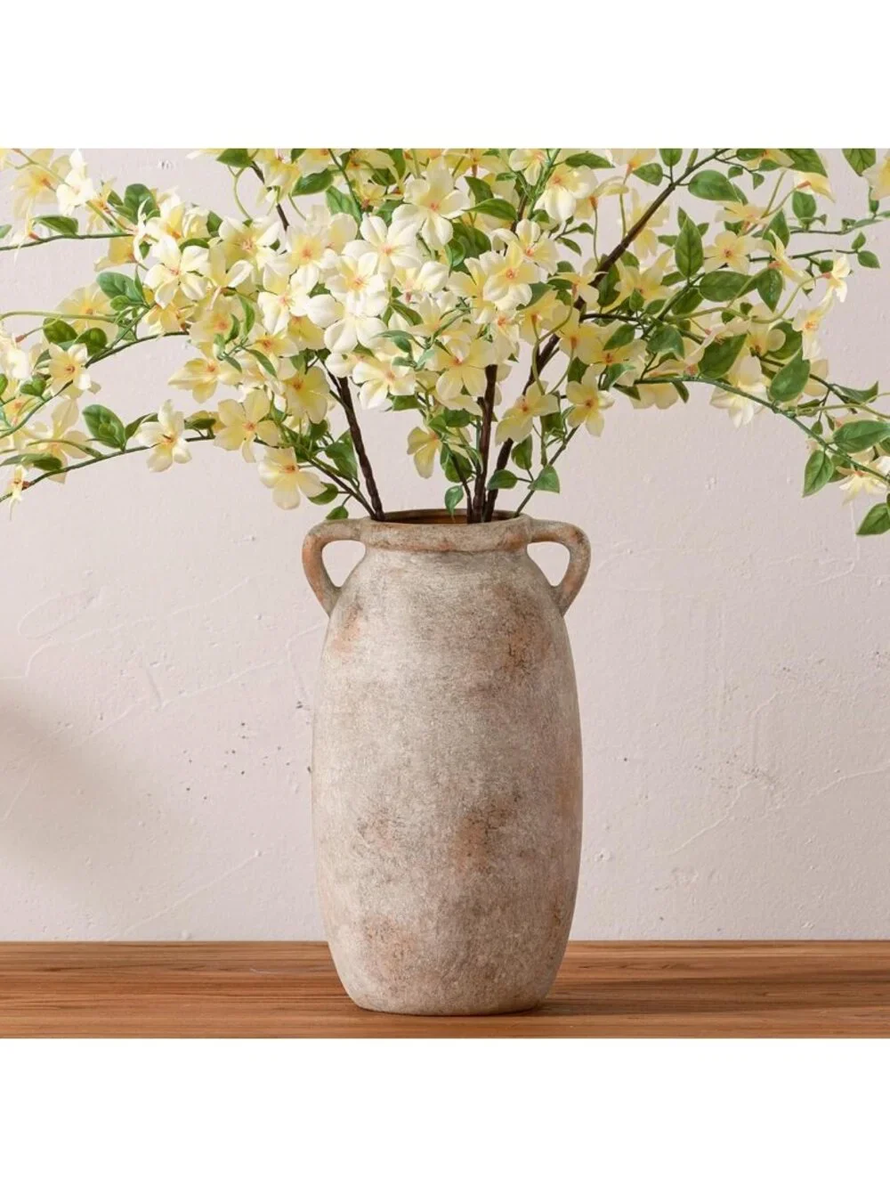 12-Inch Rustic Ceramic Flower Vase - Tall Terracotta Pot for Home Decor